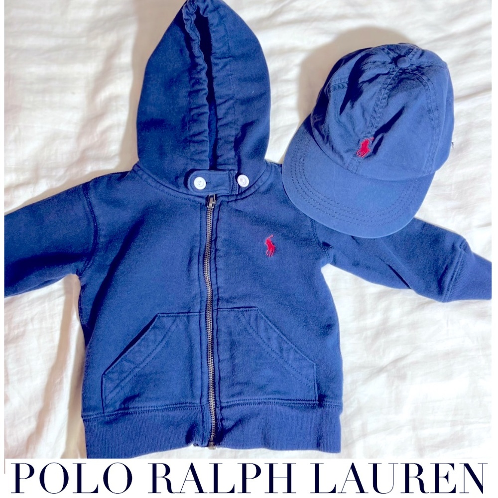 Vintage Polo Jeans Co. by Ralph Lauren infant navy blue hoodie with free hat